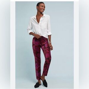 Brand new velour floral pants by Anthropologie, show stopper pants.